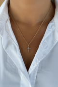 9ct Gold Cubic Zirconia Cross Necklace
