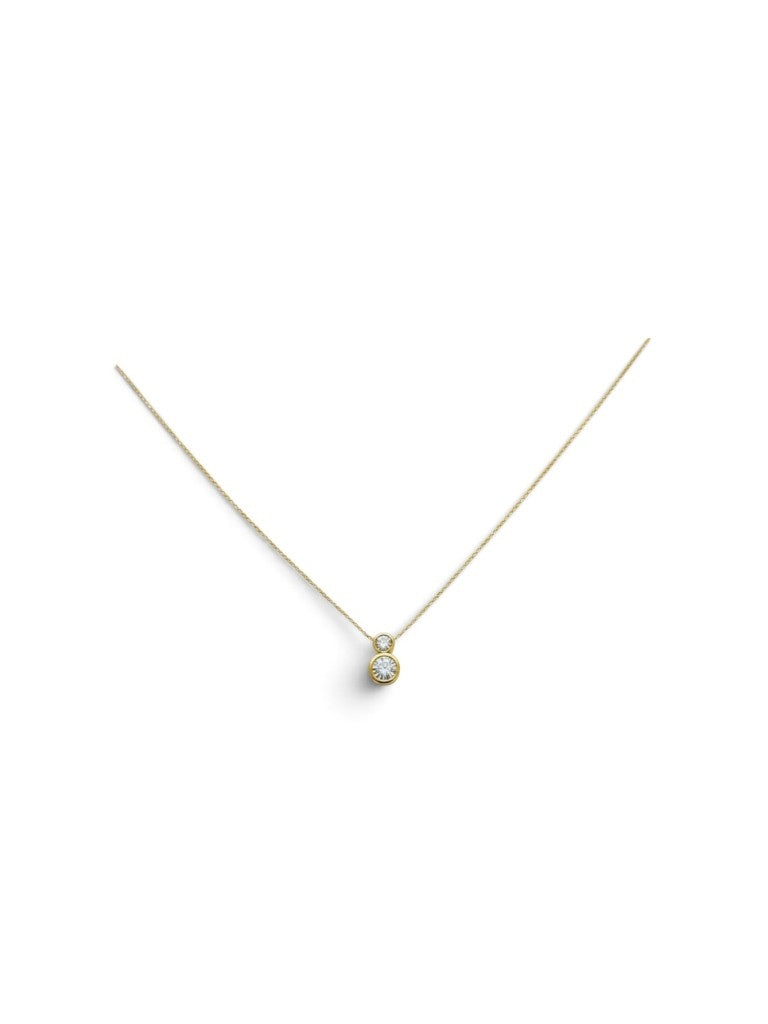 9ct Gold Bezel Set Drop Necklace