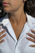 9ct Gold Bezel Set Drop Necklace