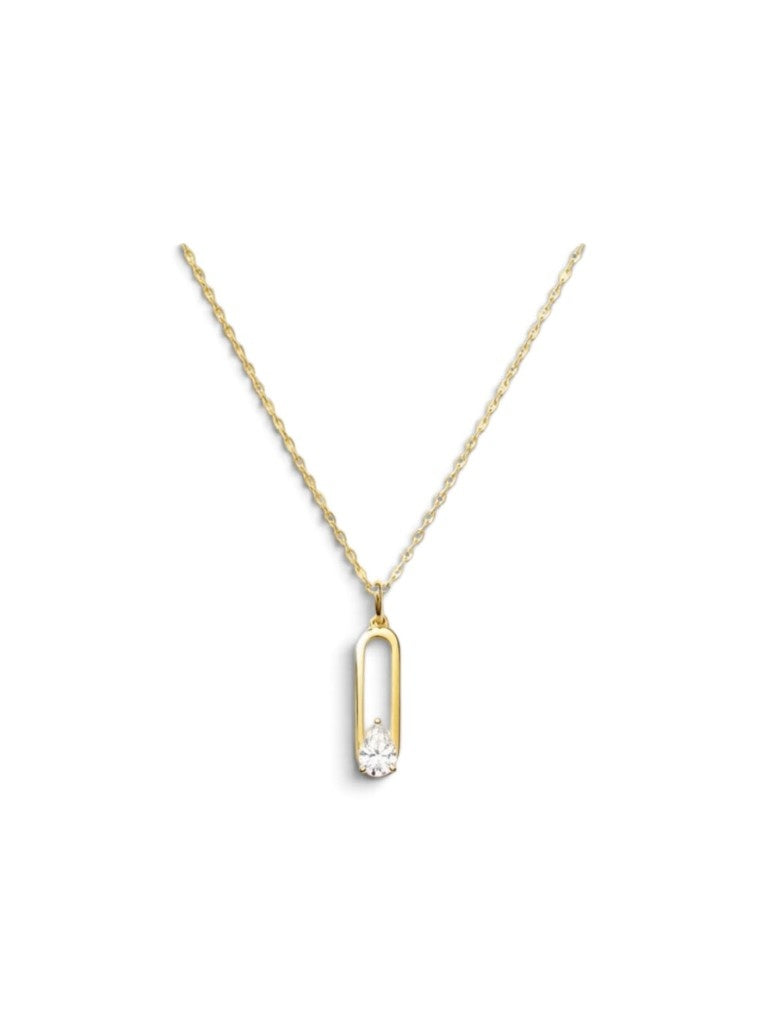 9ct Gold Pear Cut Cubic Zirconia Necklace