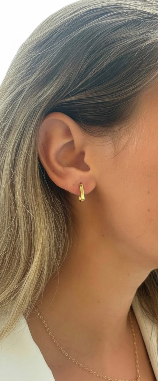 9ct Gold Rectangular Hoop Earrings