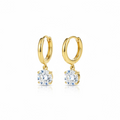 Gold on Sterling Silver Round Cubic Zirconia Drop Earrings