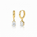 Gold plated on Sterling Silver Pear Cut Cubic Zirconia Drop Earrings