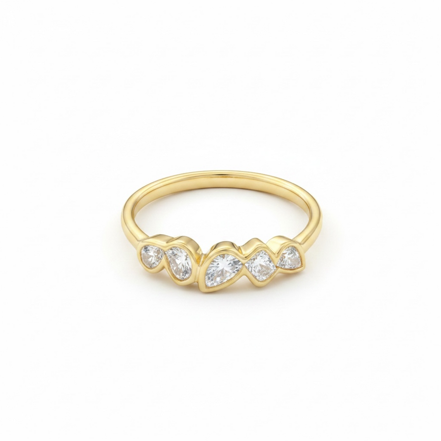 9ct Gold Bezel Set Lab Grown Diamond Band Ring