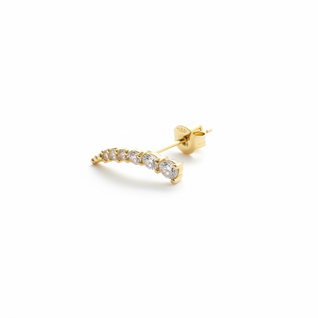 Gold Plated CZ Curve Stud Earrings
