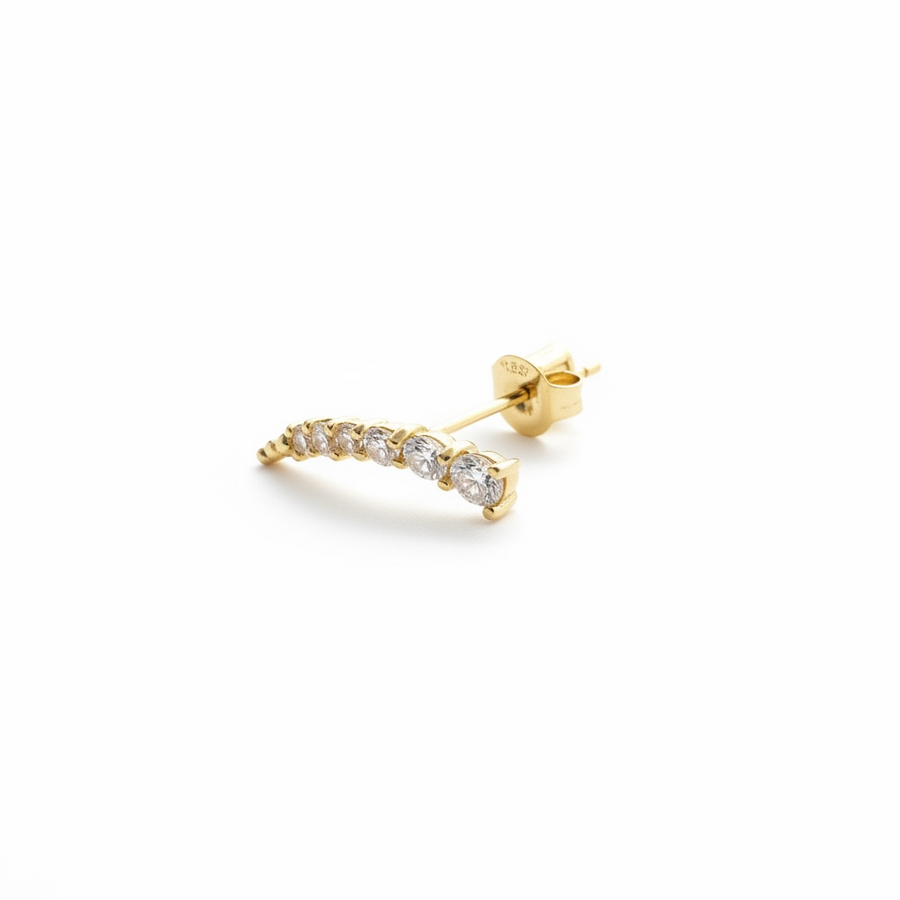 Gold Plated CZ Curve Stud Earrings