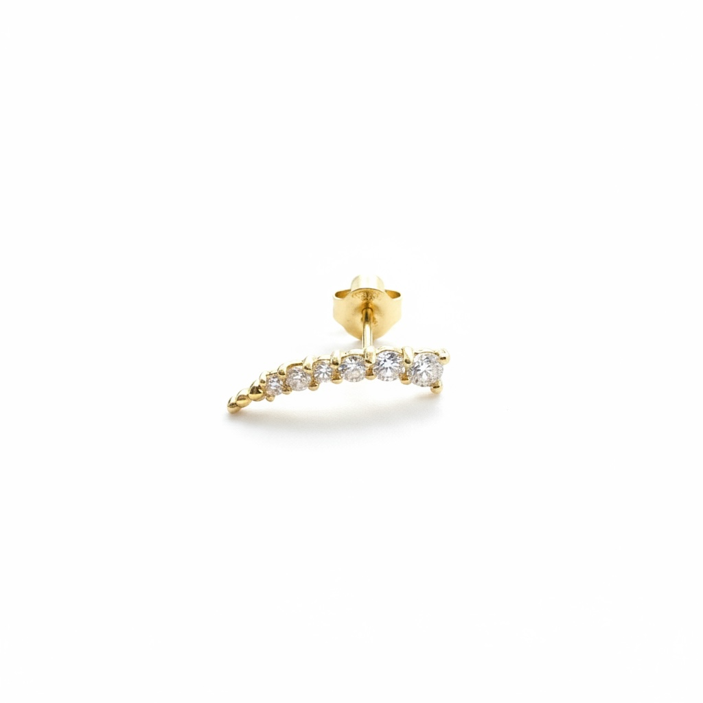 Gold Plated CZ Curve Stud Earrings