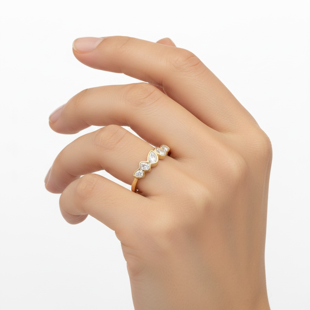 9ct Gold Bezel Set Lab Grown Diamond Band Ring