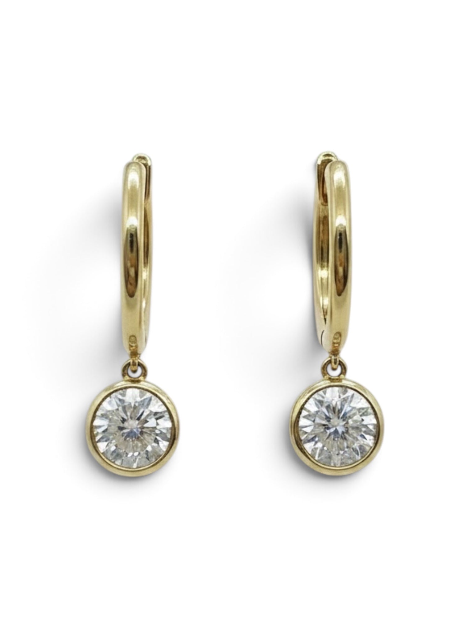 9ct Gold Bezel Set Lab Grown Diamond Drop Earrings