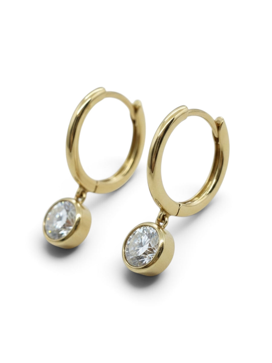 9ct Gold Bezel Set Lab Grown Diamond Drop Earrings