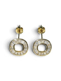 Gold on Silver Emerald Cut Cubic Zirconia Stud Earrings