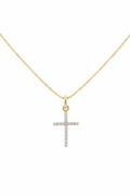 9ct Gold Cubic Zirconia Cross Necklace