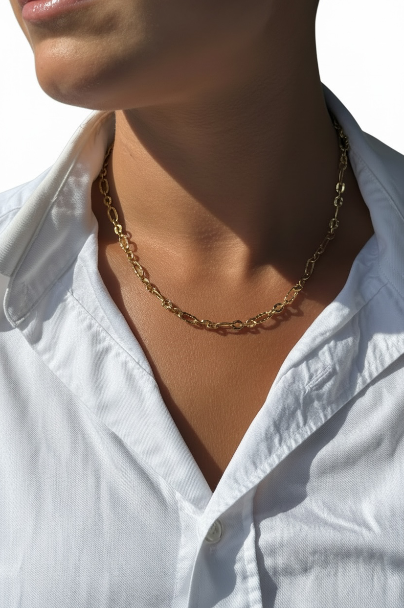 Gold plated on Sterling Silver Round Link Chain Necklace