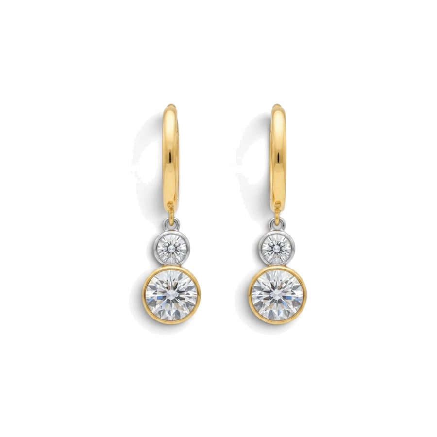 9ct Gold Round Cut Drop Lab Diamond Hoop Earrings