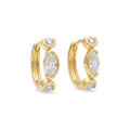 9ct Gold Marquise & Round Lab Diamond Hoop Earrings
